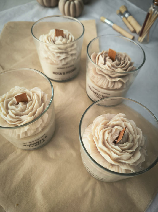 VELA PEONÍA EN VASO